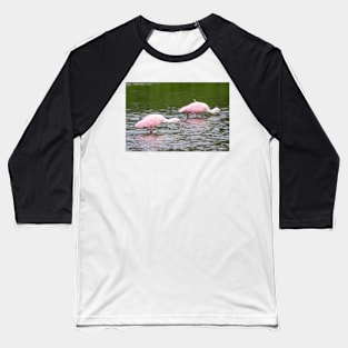 Pink Roseate Spoonbills Feeding Baseball T-Shirt